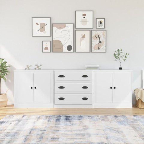 vidaXL Sideboards 3 pcs White Engineered Wood