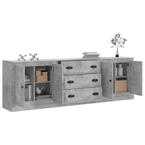 vidaXL Sideboards 3 pcs Concrete Grey Engineered Wood