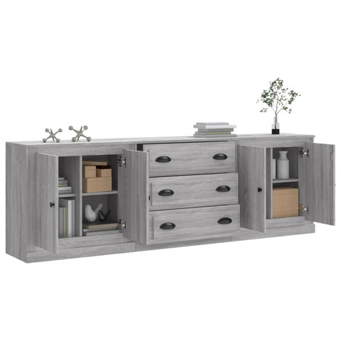 vidaXL Sideboards 3 pcs Grey Sonoma Engineered Wood