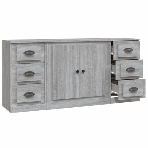 vidaXL Sideboards 3 pcs Grey Sonoma Engineered Wood