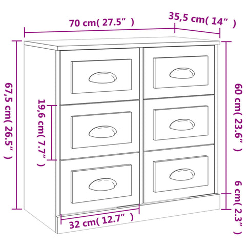 vidaXL Sideboards 2 pcs White Engineered Wood