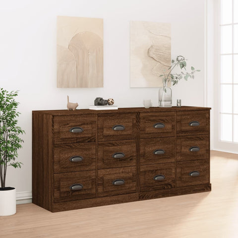 vidaXL Sideboards 2 pcs Brown Oak Engineered Wood