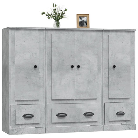 vidaXL Highboards 3 pcs Concrete Grey Engineered Wood