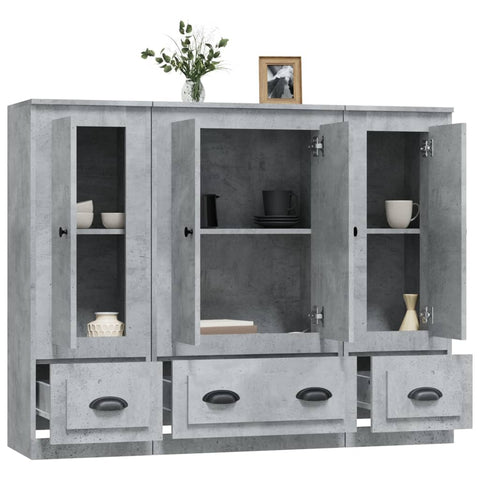 vidaXL Highboards 3 pcs Concrete Grey Engineered Wood