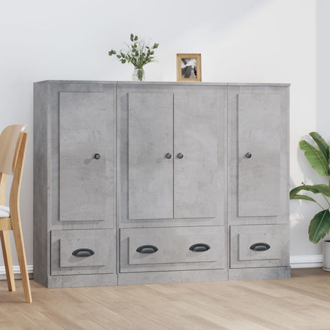 vidaXL Highboards 3 pcs Concrete Grey Engineered Wood