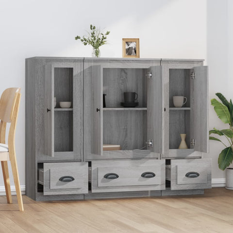 vidaXL Highboards 3 pcs Grey Sonoma Engineered Wood