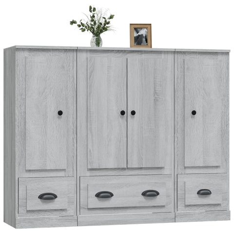 vidaXL Highboards 3 pcs Grey Sonoma Engineered Wood