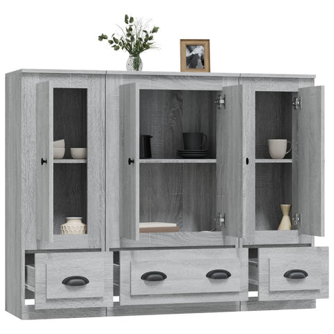 vidaXL Highboards 3 pcs Grey Sonoma Engineered Wood