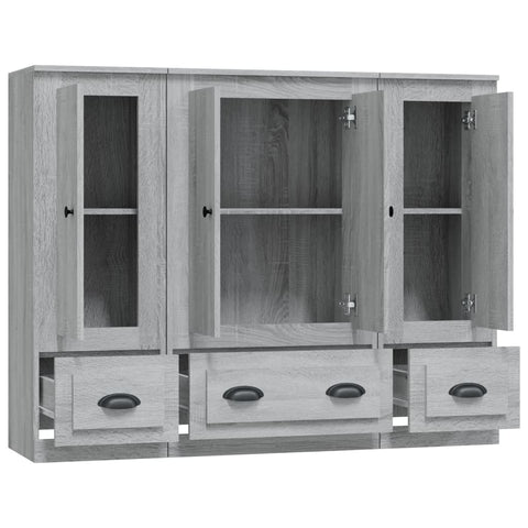 vidaXL Highboards 3 pcs Grey Sonoma Engineered Wood