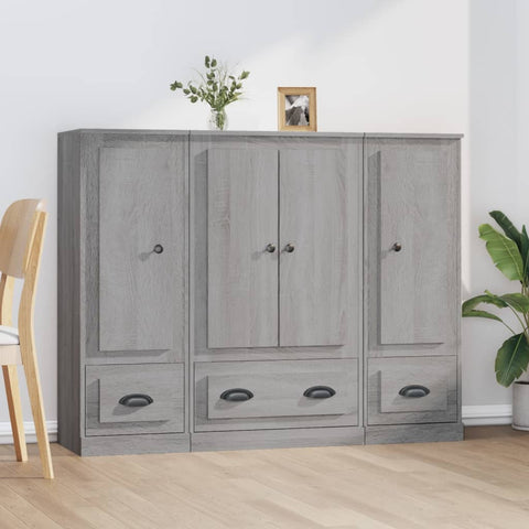 vidaXL Highboards 3 pcs Grey Sonoma Engineered Wood