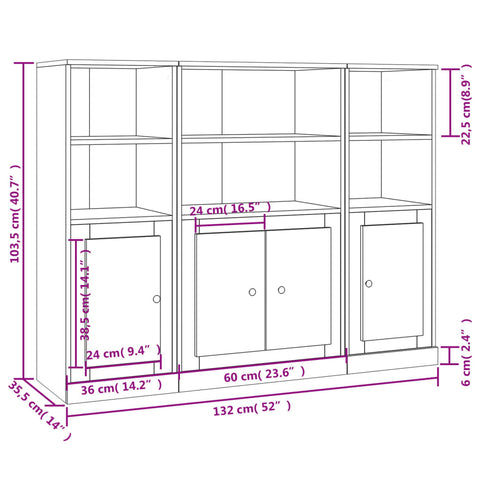 vidaXL Highboards 3 pcs Smoked Oak Engineered Wood