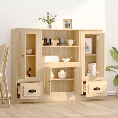 vidaXL Highboards 3 pcs Sonoma Oak Engineered Wood