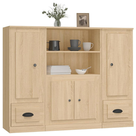vidaXL Highboards 3 pcs Sonoma Oak Engineered Wood