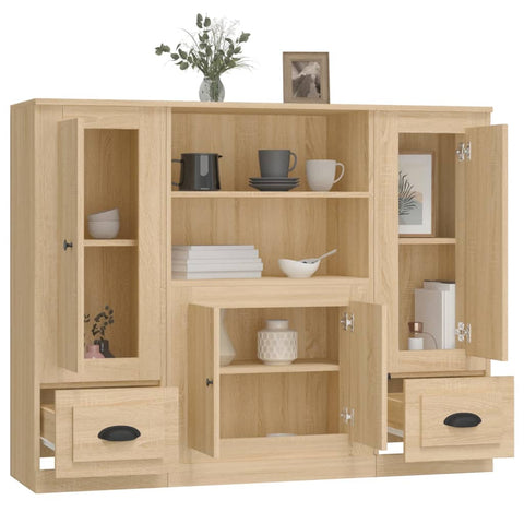 vidaXL Highboards 3 pcs Sonoma Oak Engineered Wood