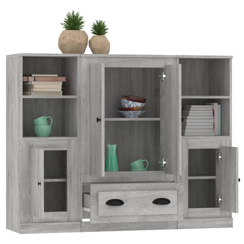 vidaXL Highboards 3 pcs Grey Sonoma Engineered Wood