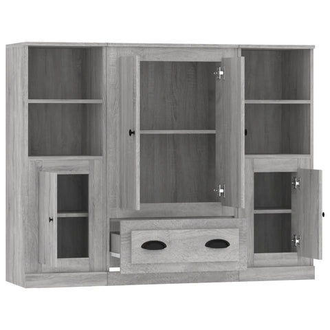 vidaXL Highboards 3 pcs Grey Sonoma Engineered Wood