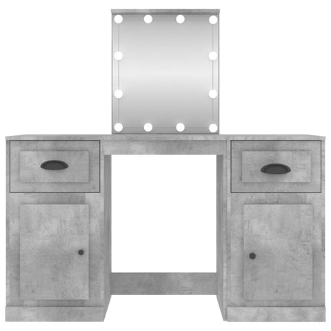 vidaXL Dressing Table with LED Concrete Grey 130x50x132.5 cm