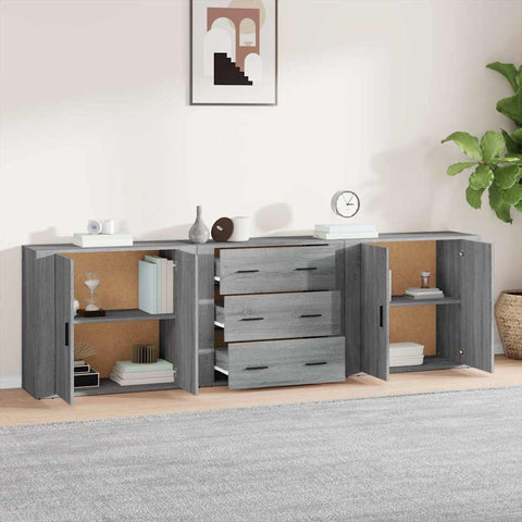 vidaXL Sideboards 3 pcs Grey Sonoma Engineered Wood