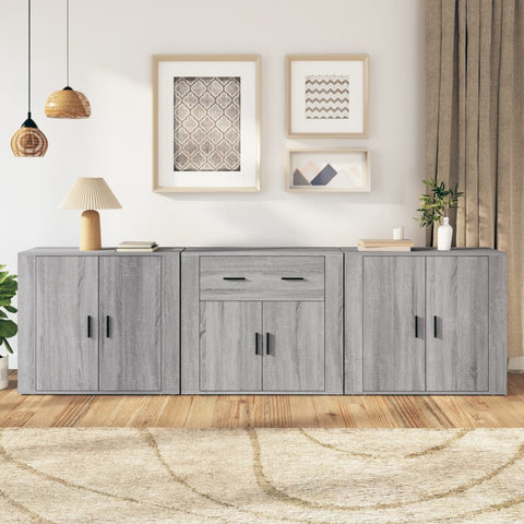 vidaXL Sideboards 3 pcs Grey Sonoma Engineered Wood