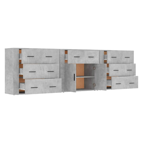 vidaXL Sideboards 3 pcs Concrete Grey Engineered Wood