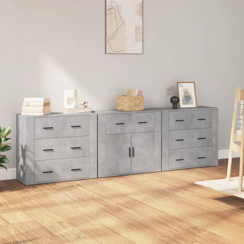 vidaXL Sideboards 3 pcs Concrete Grey Engineered Wood