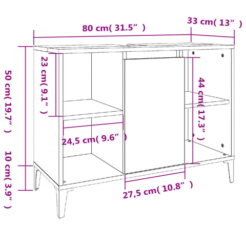 vidaXL 3 Piece Bathroom Furniture Set Smoked Oak Engineered Wood