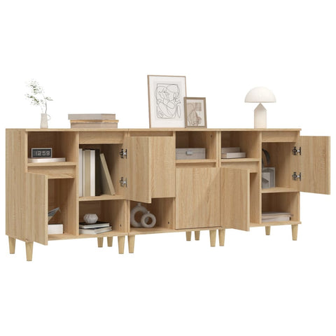 vidaXL Sideboards 3 pcs Sonoma Oak 60x35x70 cm Engineered Wood