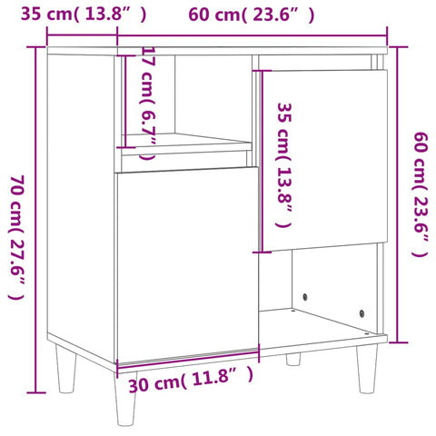 vidaXL Sideboards 3 pcs Grey Sonoma 60x35x70 cm Engineered Wood