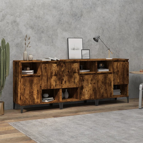vidaXL Sideboards 3 pcs Smoked Oak 60x35x70 cm Engineered Wood