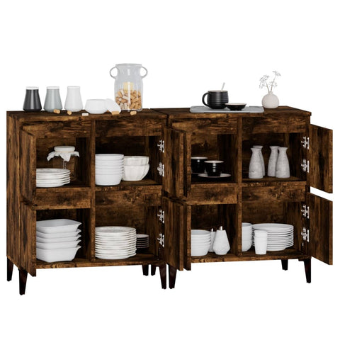 vidaXL Sideboards 2 pcs Smoked Oak 60x35x70 cm Engineered Wood