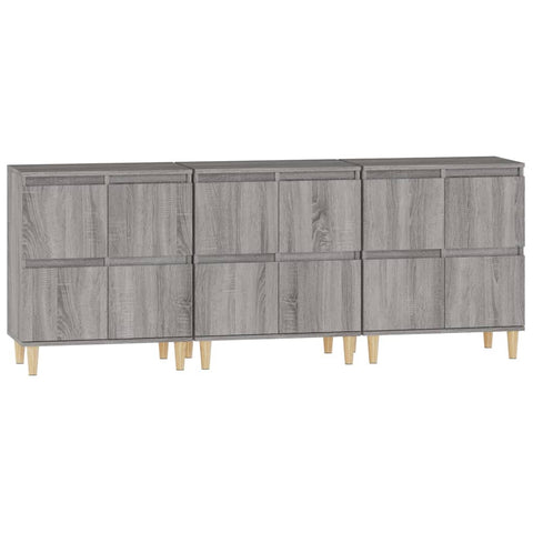 vidaXL Sideboards 3 pcs Grey Sonoma 60x35x70 cm Engineered Wood