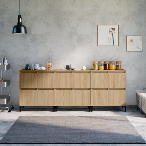 vidaXL Sideboards 3 pcs Sonoma Oak 60x35x70 cm Engineered Wood