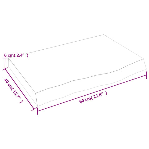 vidaXL Table Top 60x40x(2-6) cm Untreated Solid Wood Oak