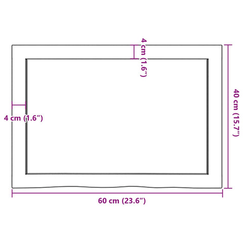 vidaXL Table Top 60x40x(2-6) cm Untreated Solid Wood Oak