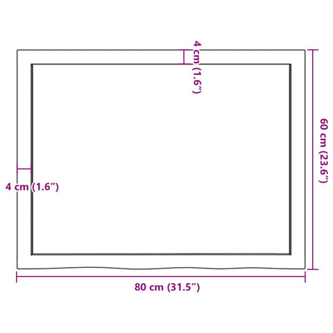 vidaXL Table Top 80x60x(2-4) cm Untreated Solid Wood Oak