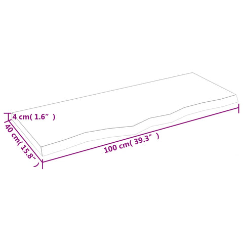 vidaXL Table Top Light Brown 100x40x(2-4) cm Treated Solid Wood Oak