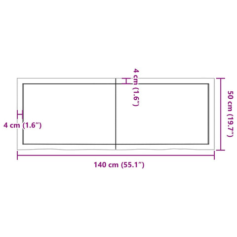 vidaXL Table Top Light Brown 140x50x(2-4) cm Treated Solid Wood Oak