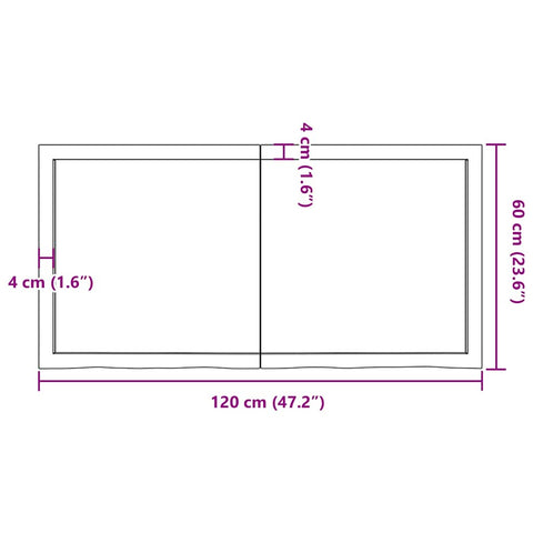 vidaXL Table Top Dark Brown 120x60x(2-4) cm Treated Solid Wood Oak