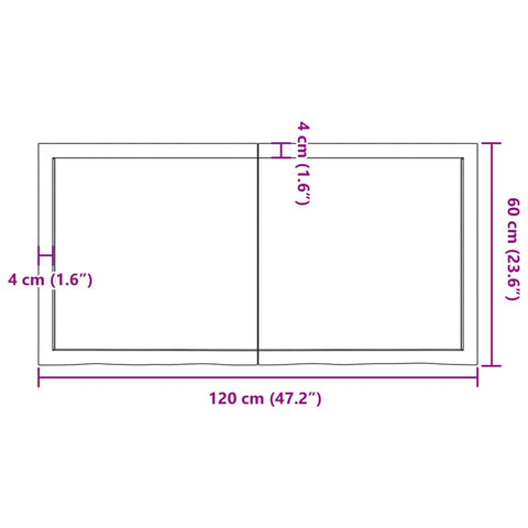 vidaXL Table Top Dark Brown 120x60x(2-6) cm Treated Solid Wood Oak