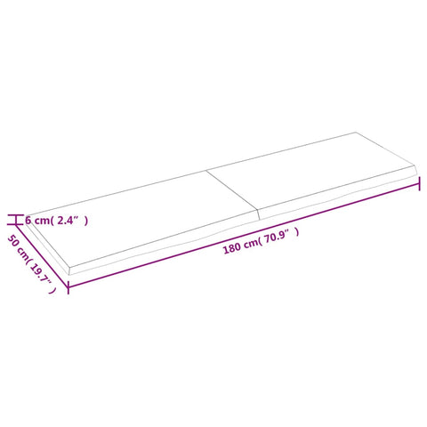 vidaXL Table Top Dark Brown 180x50x(2-6) cm Treated Solid Wood Oak