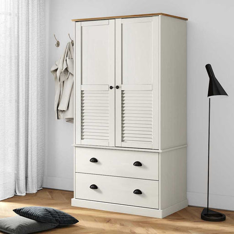 vidaXL Wardrobe VIGO White 90x55x170 cm Solid Wood Pine