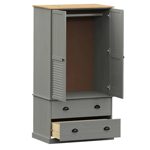 vidaXL Wardrobe VIGO Grey 90x55x170 cm Solid Wood Pine