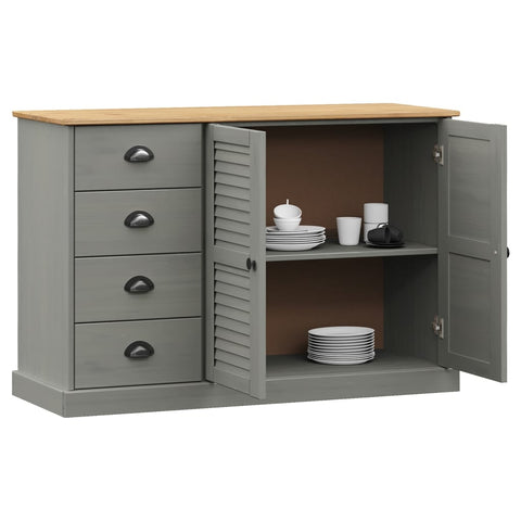 vidaXL Sideboard with Drawers VIGO 113x40x75 cm Grey Solid Wood Pine