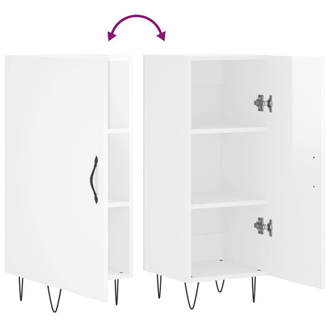 vidaXL Sideboard High Gloss White 34.5x34x90 cm Engineered Wood