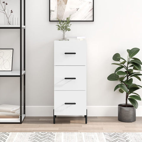 vidaXL Sideboard High Gloss White 34.5x34x90 cm Engineered Wood
