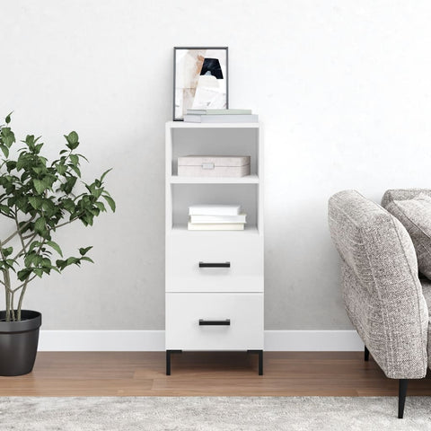 vidaXL Sideboard High Gloss White 34.5x34x90 cm Engineered Wood