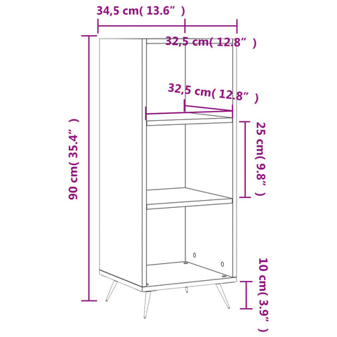 vidaxL Shelf Cabinet White 34.5x32.5x90 cm Engineered Wood