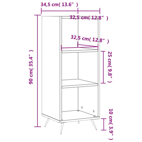 vidaxL Shelf Cabinet Smoked Oak 34.5x32.5x90 cm Engineered Wood