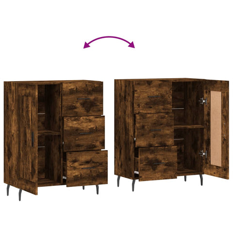 vidaXL Sideboard Smoked Oak 69.5x34x90 cm Engineered Wood