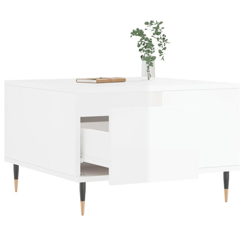 vidaXL Coffee Table High Gloss White 55x55x36.5 cm Engineered Wood